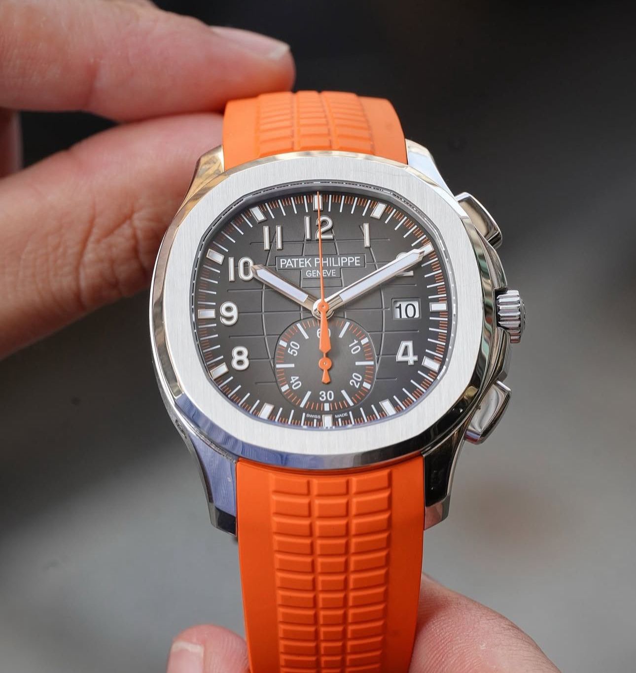 Patek Philippe Aquanaut Chronograph Orange Strap Watch