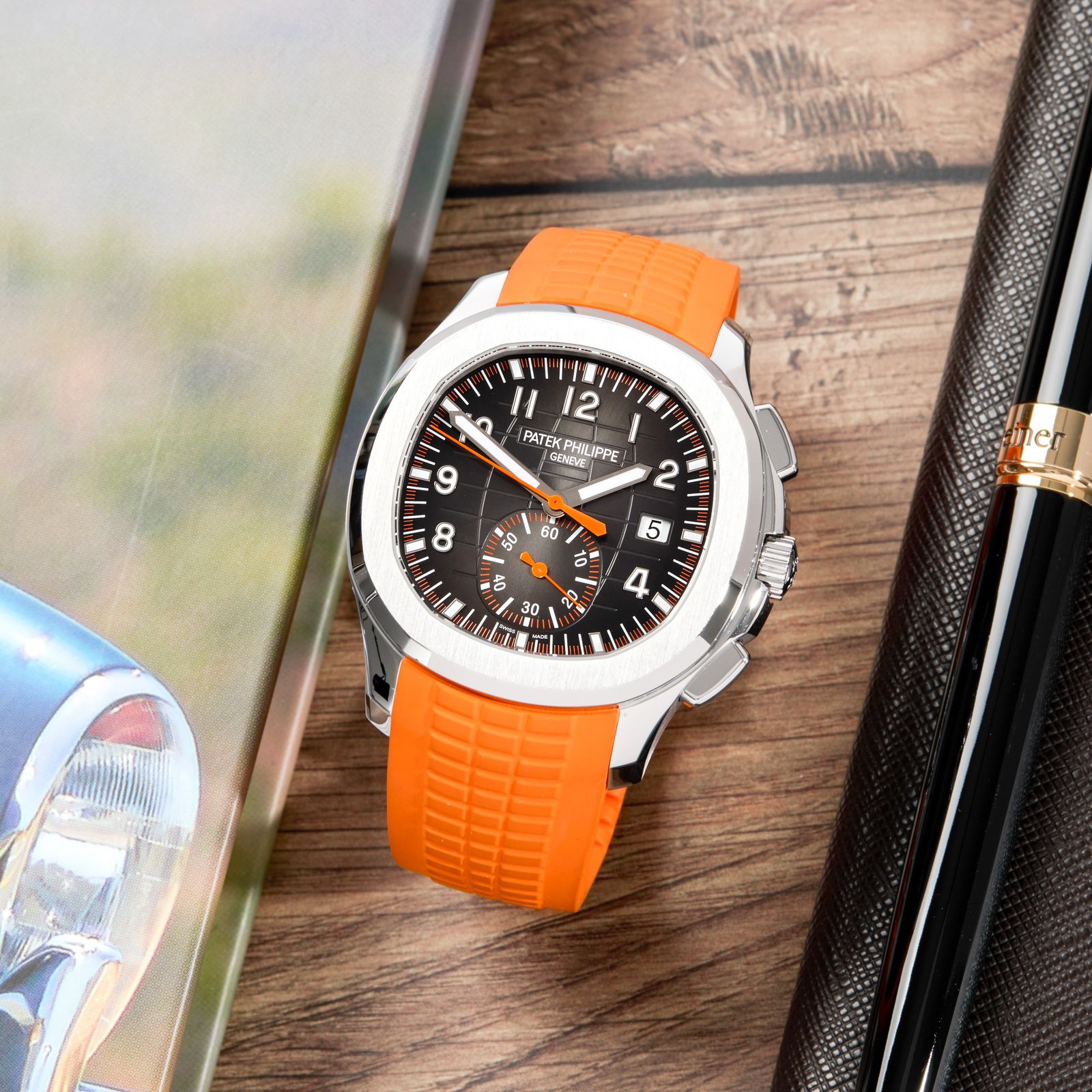 Patek Philippe Aquanaut Chronograph Orange Strap Watch