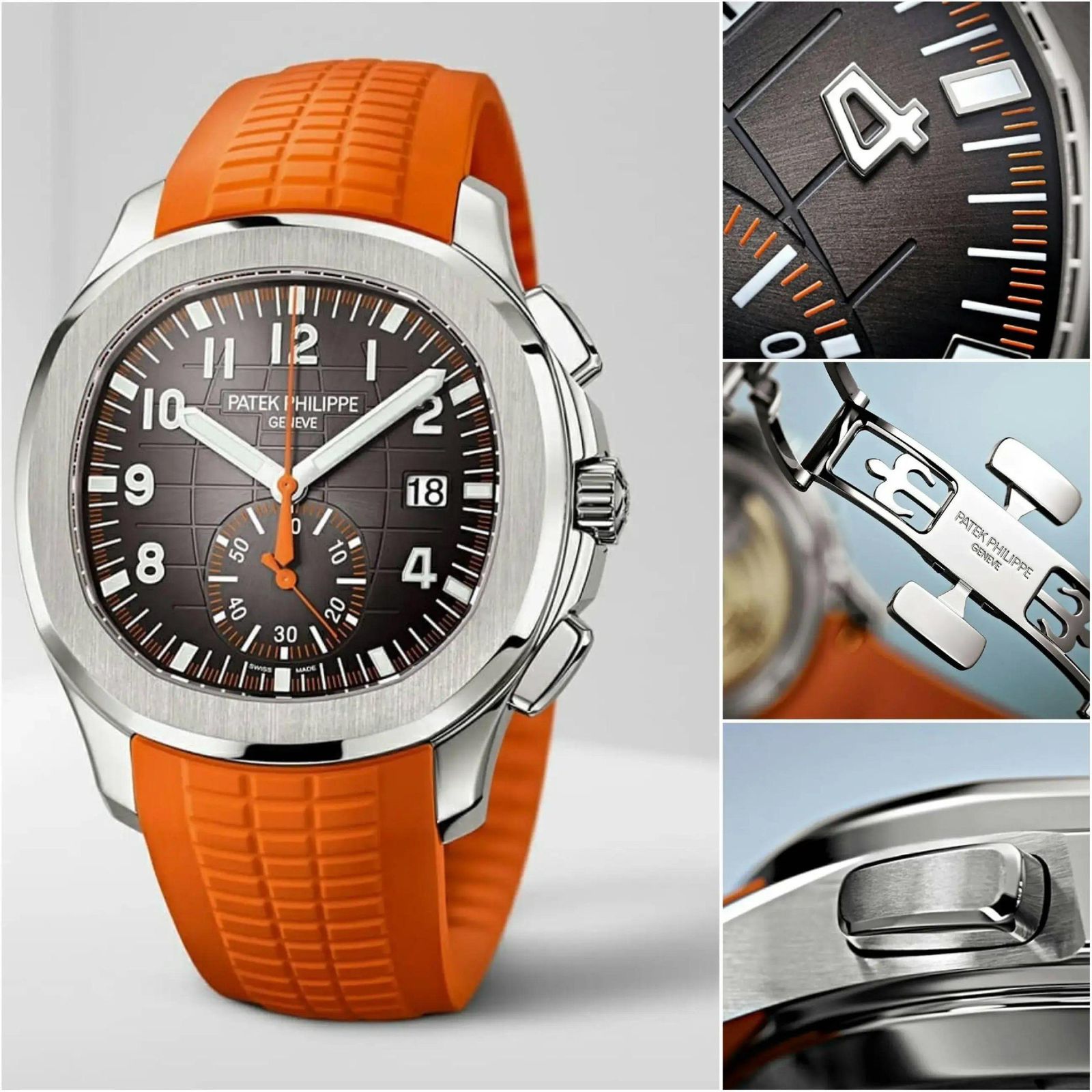 Patek Philippe Aquanaut Chronograph Orange Strap Watch