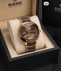 Rado Brown Dial Rose Gold & Brown Ceramic Automatic Skeleton Watch