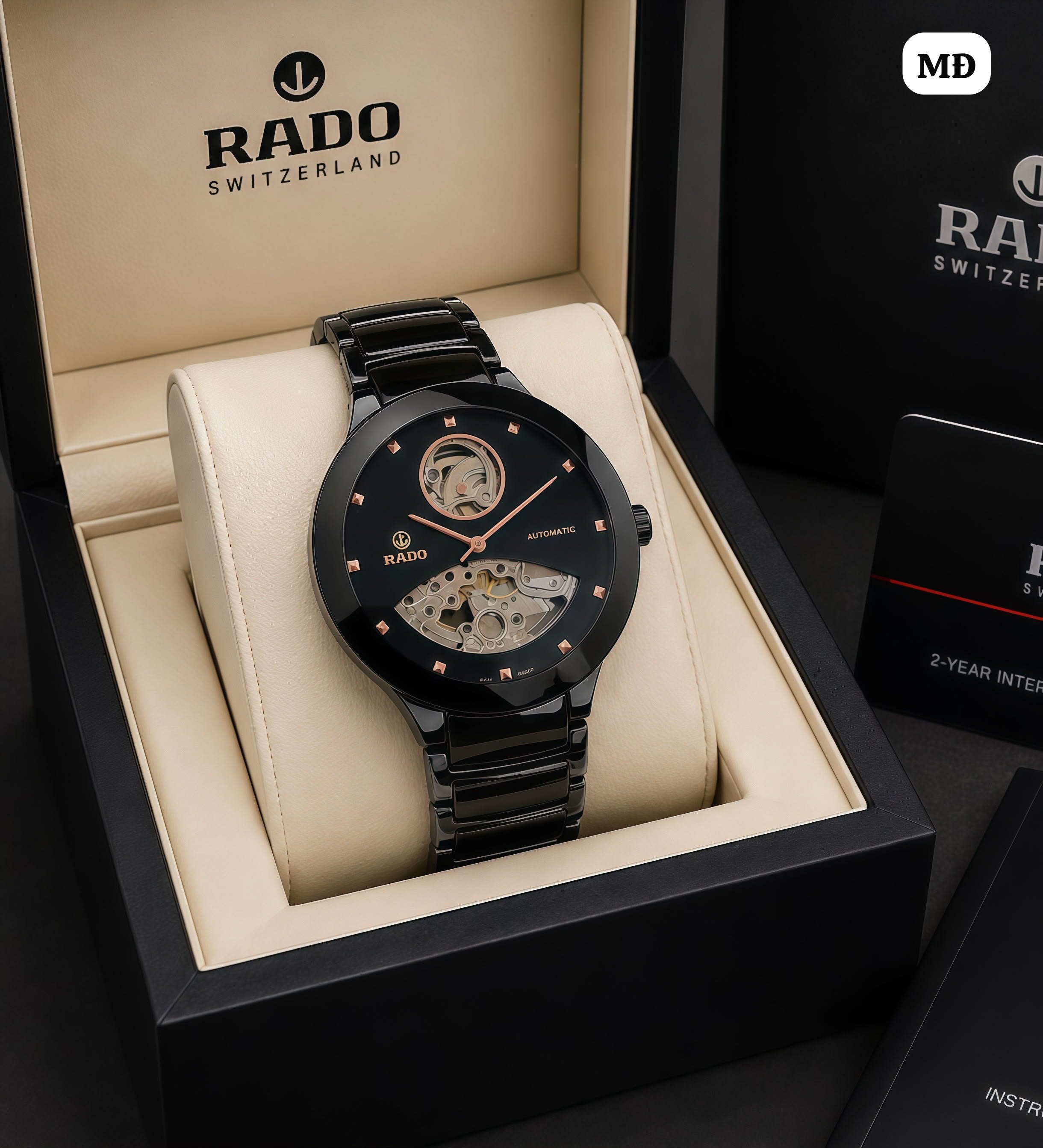 Rado Black Dial Black Ceramic Automatic Skeleton Watch