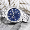 Emporio Armani Blue Dial Silver Stainless Steel Multifunction Analog Watch
