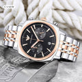 Emporio Armani Black Dial Rose Gold & Silver Two-Tone Stainless Steel Multifunction Analog Watch