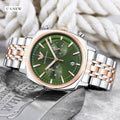 Emporio Armani Green Dial Rose Gold & Silver Two-Tone Stainless Steel Multifunction Analog Watch
