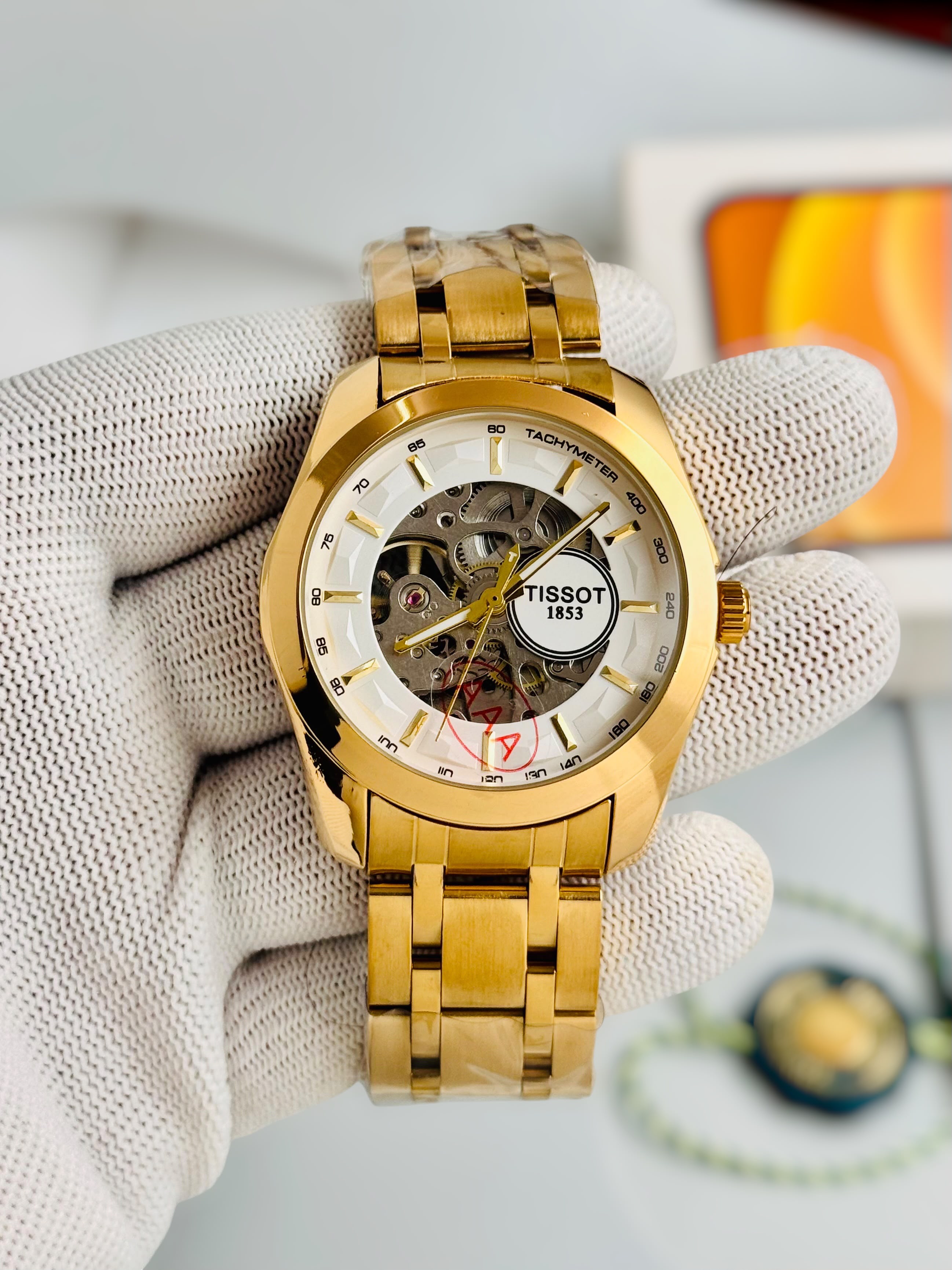 TISSOT 1853 Skeleton Automatic – White Dial Gold Stainless Steel Watch