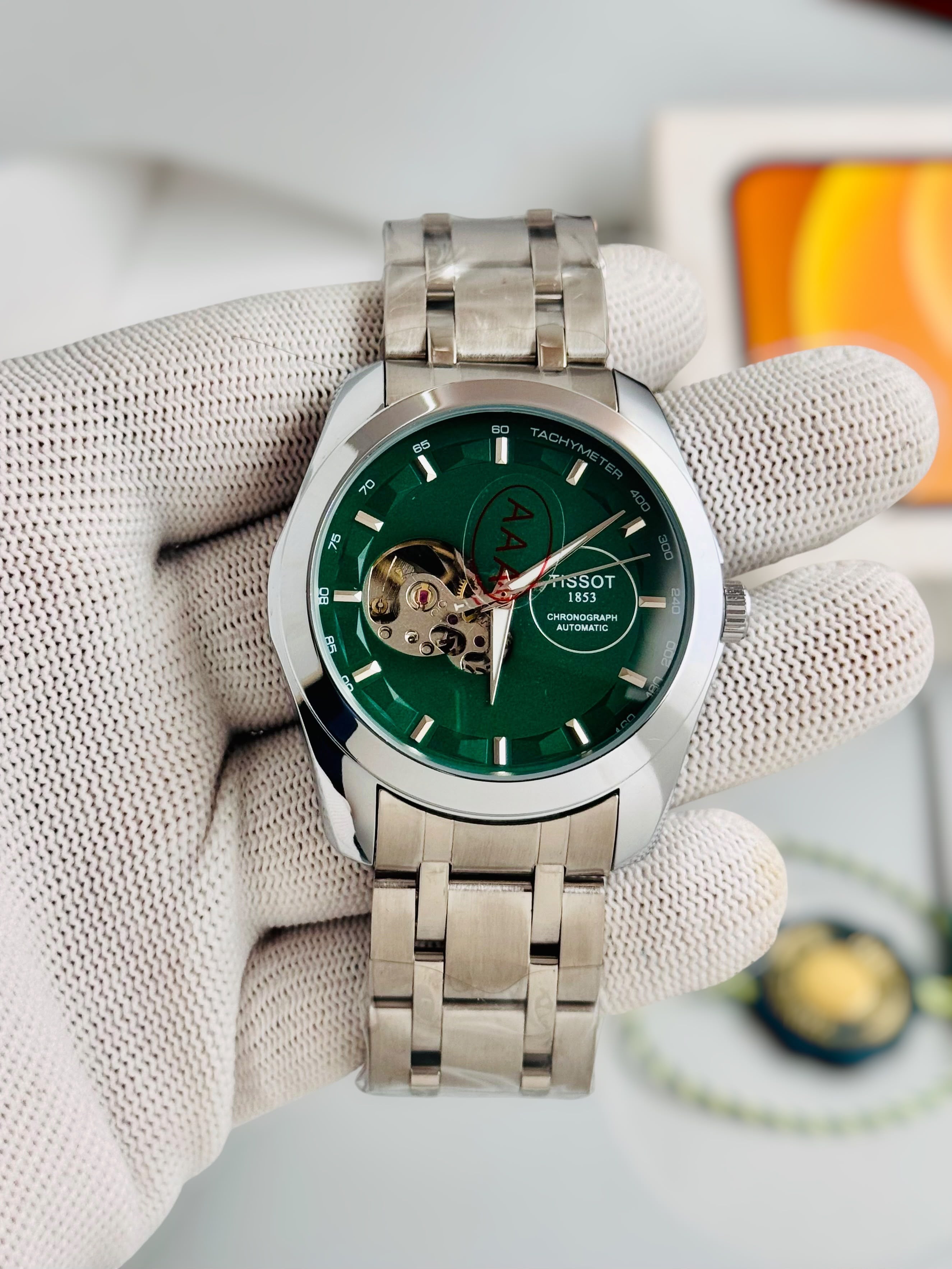 TISSOT 1853 Open Heart Automatic – Green Dial Silver Stainless Steel Watch