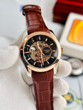 TISSOT 1853 Skeleton Automatic – Black Dial Rose Gold & Brown Leather Watch