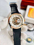 TISSOT 1853 Skeleton Automatic – White Dial Rose Gold & Black Leather Watch