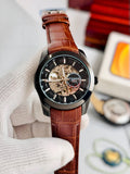 TISSOT 1853 Skeleton Automatic – Black Dial Black Case Brown Leather Watch