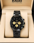 RADO Black Ceramic Chronograph – Gold Accent Dial