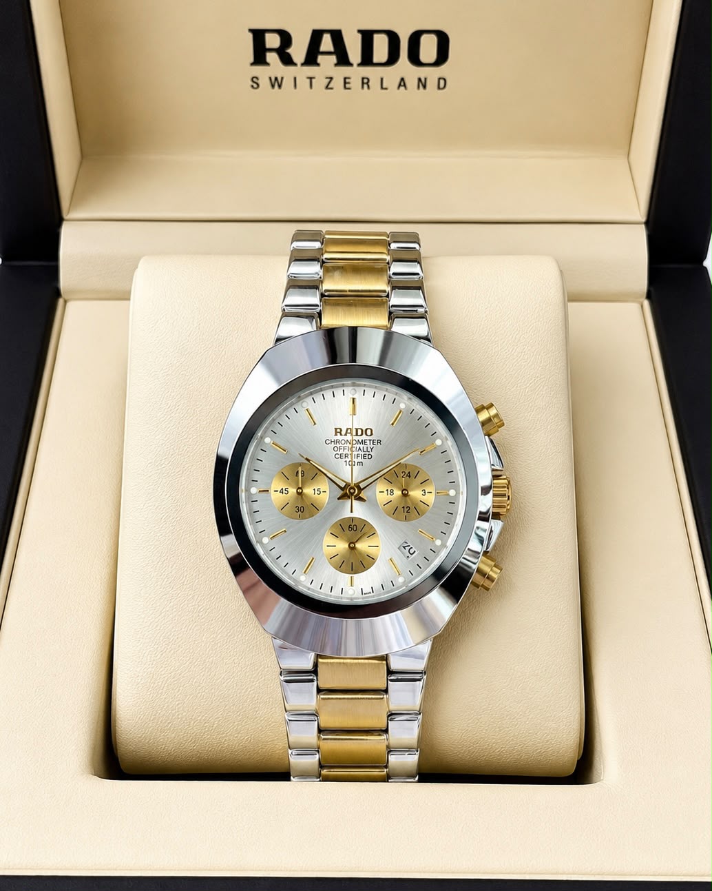 RADO Two-Tone Silver & Gold Chronograph – Silver Dial