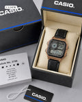 Casio World Time Digital Watch – Rose Gold Black Leather Strap
