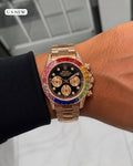 Rolex Daytona Rainbow Rose Gold Black Dial Watch