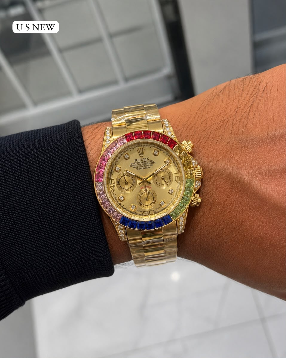Rolex Daytona Rainbow Gold Champagne Dial Watch