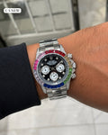 Rolex Daytona Rainbow Silver Black Dial Watch