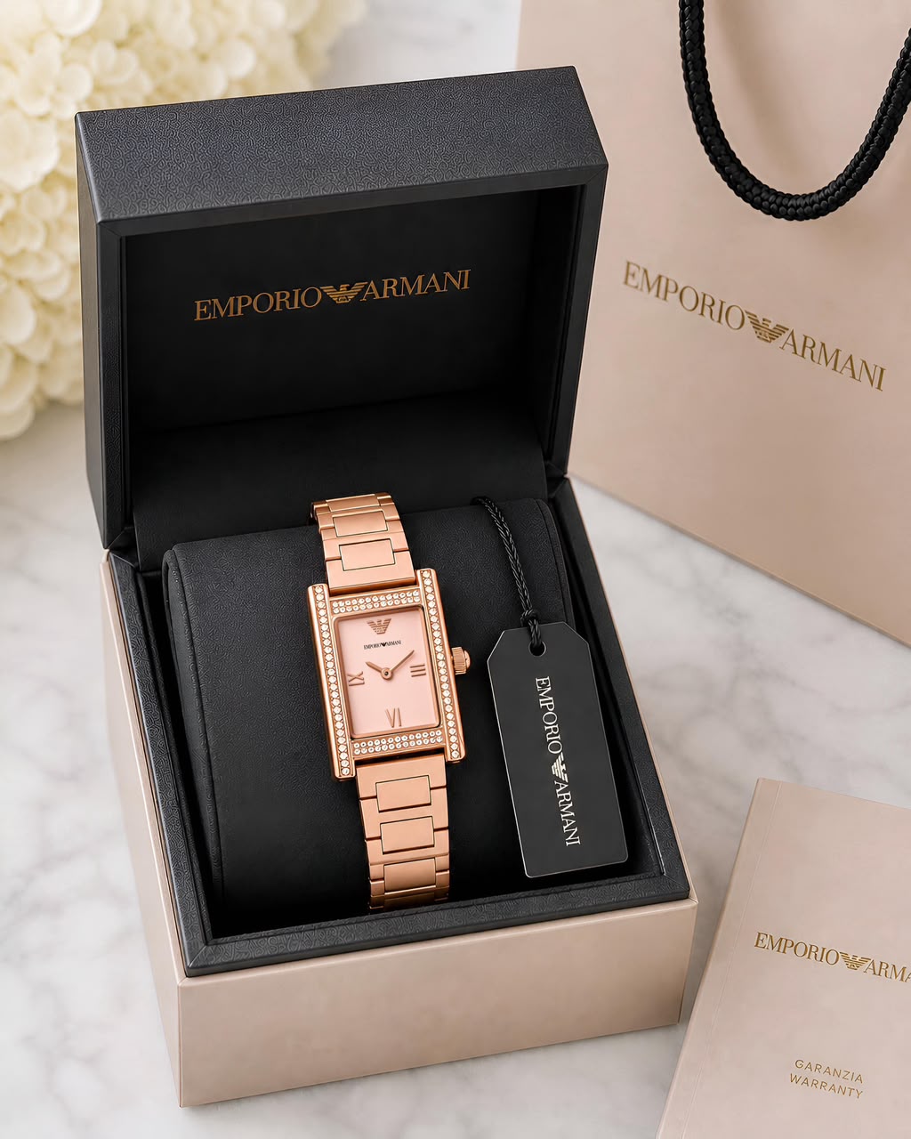 Emporio Armani Rose Gold Rectangular Women's Watch