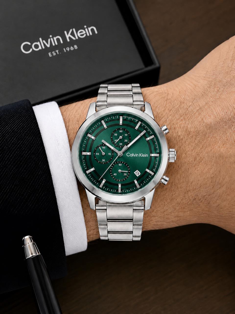 Calvin Klein Green Dial Stainless Steel Watch