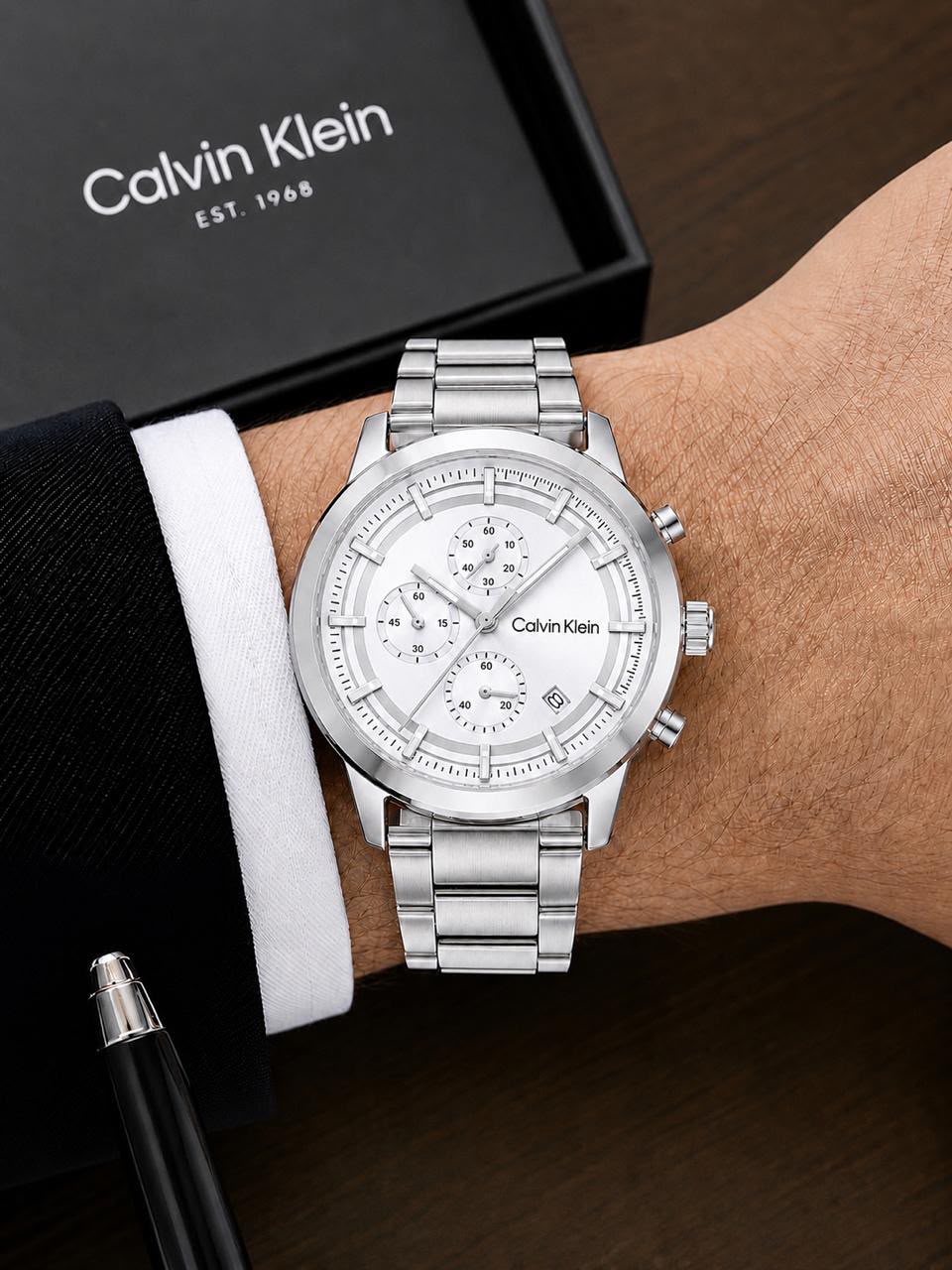Calvin Klein Silver White Analog Watch