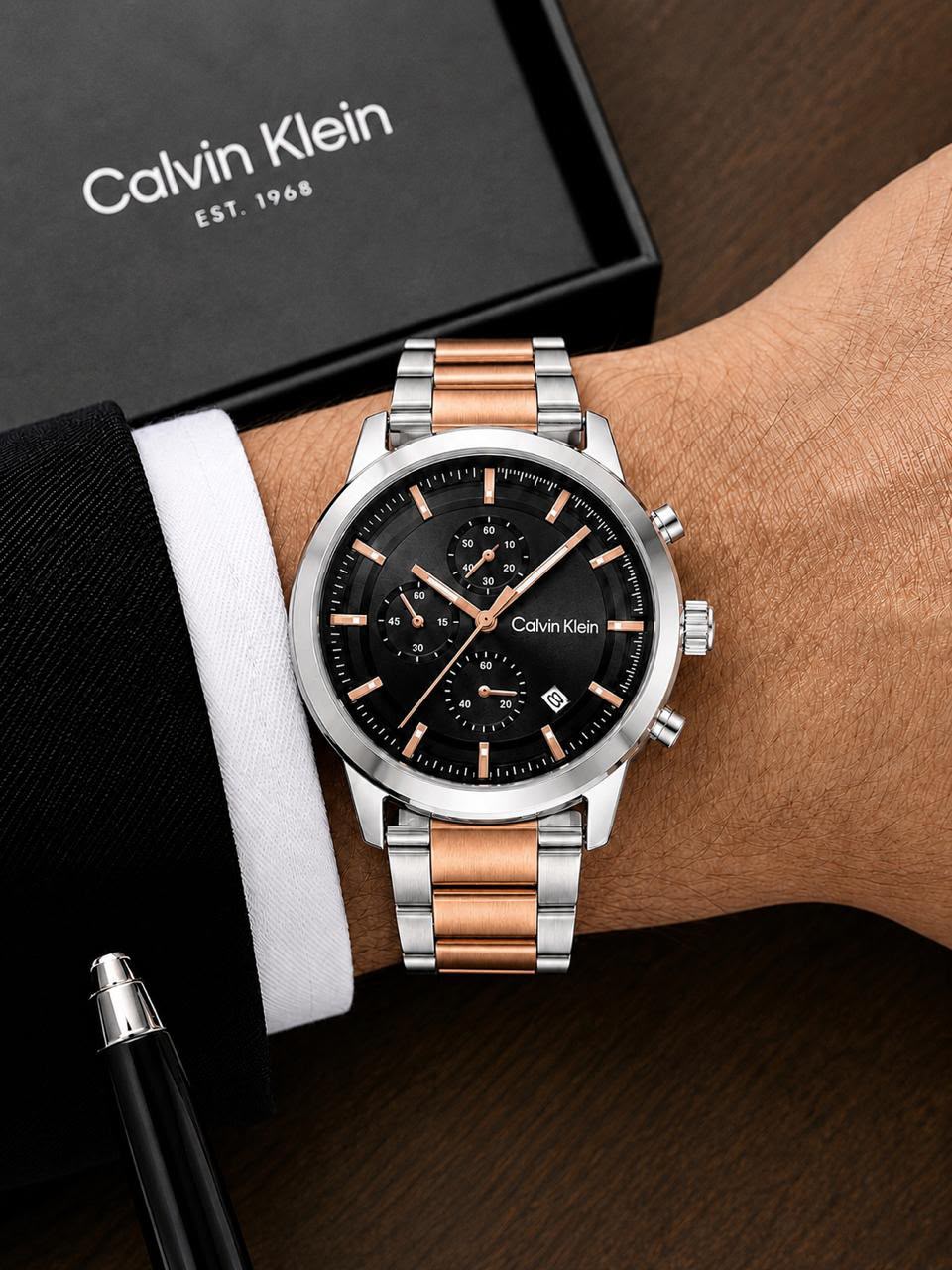 Calvin Klein Black Chronograph Dual Tone Watch