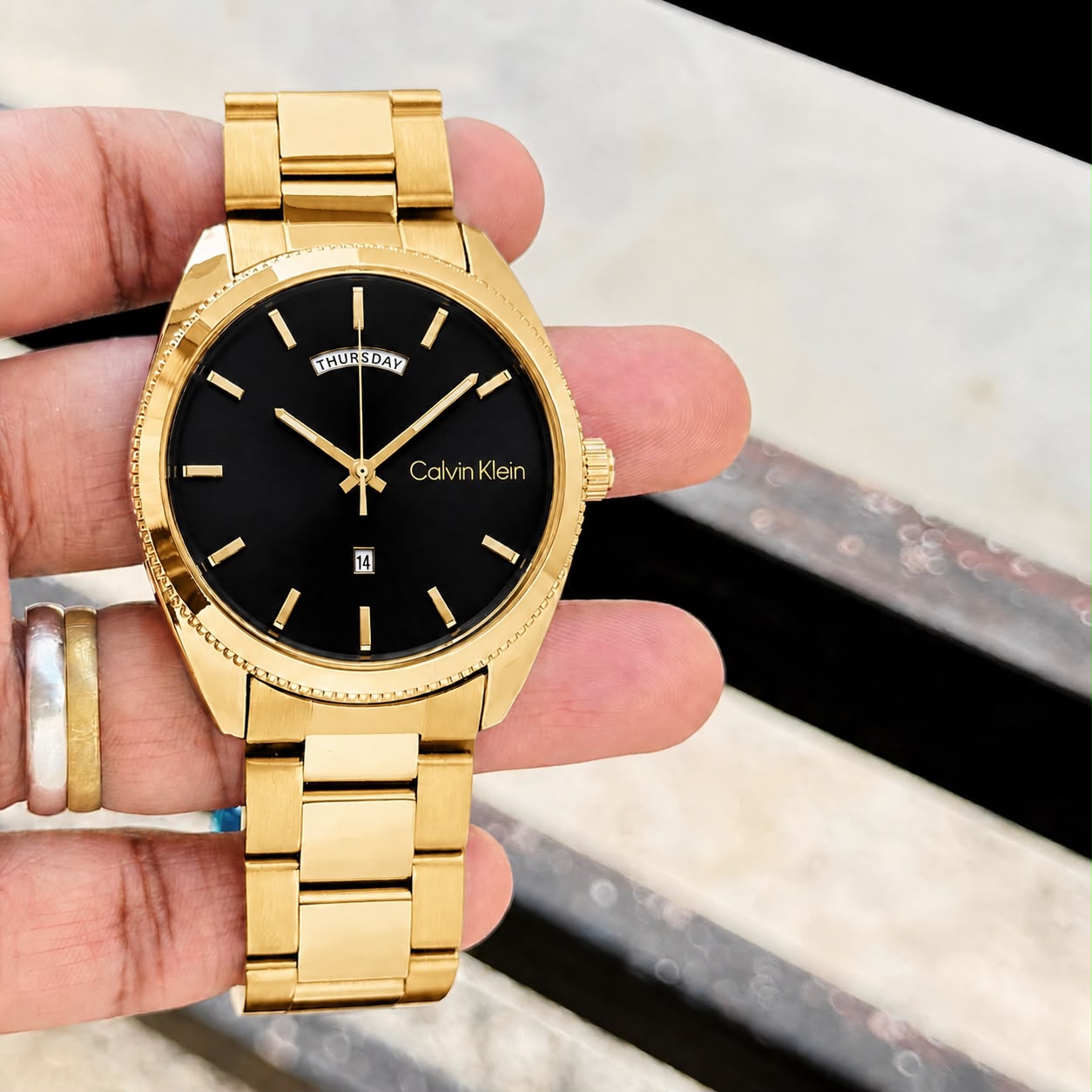 Calvin Klein Gold Black Stainless Steel Watch