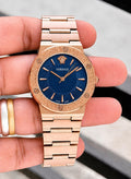 Versace Blue Dial Rose Gold Analog Watch