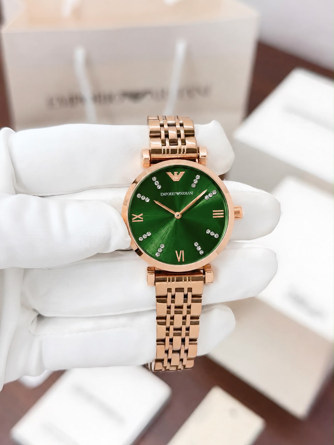 Emporio Armani Rose Gold Green Dial Watch