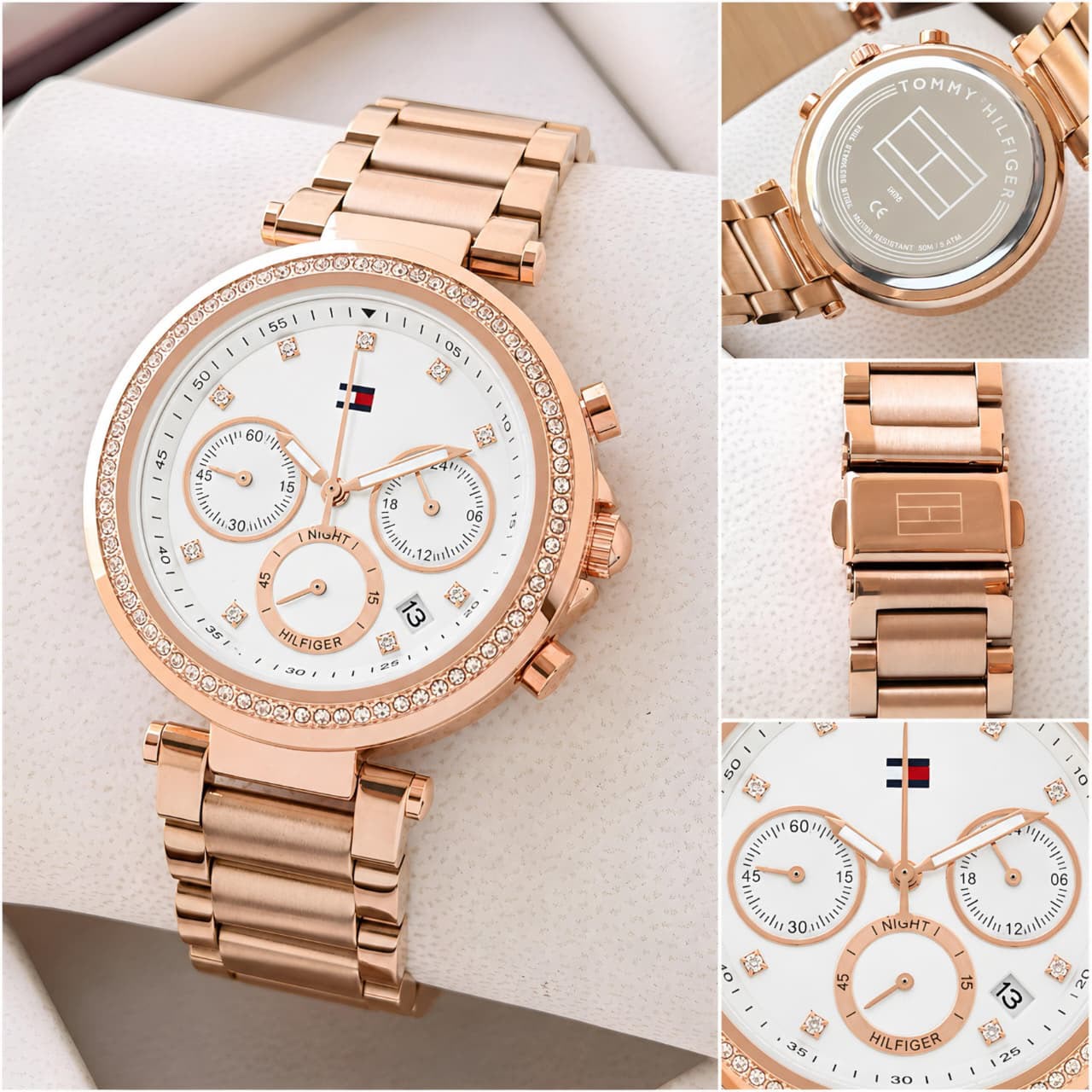 Tommy Hilfiger Rose Gold White Dial Crystal Watch