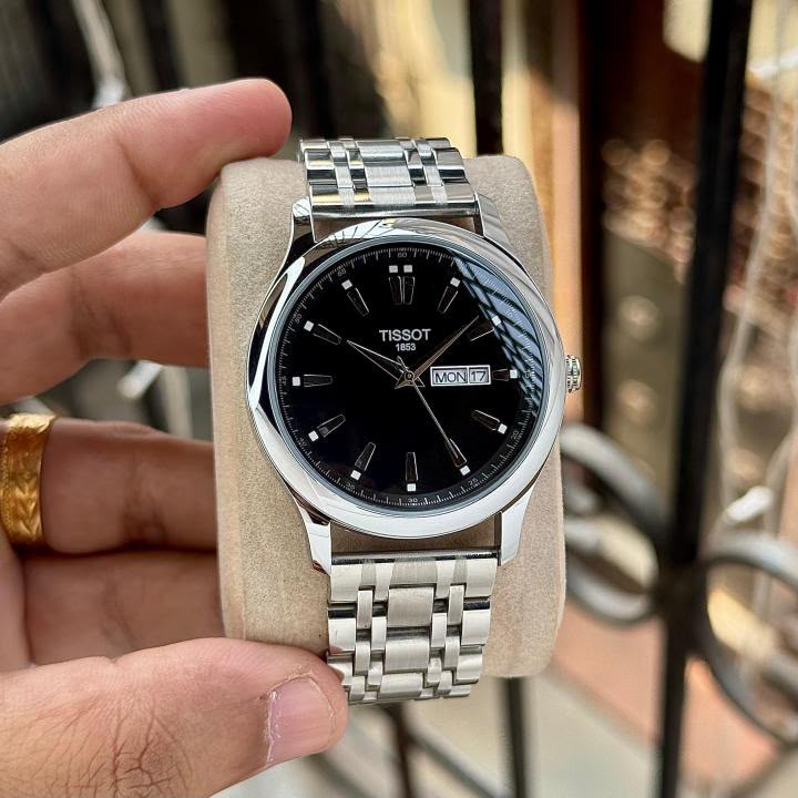 Tissot 1853 Day Date Silver Black Men's Watch