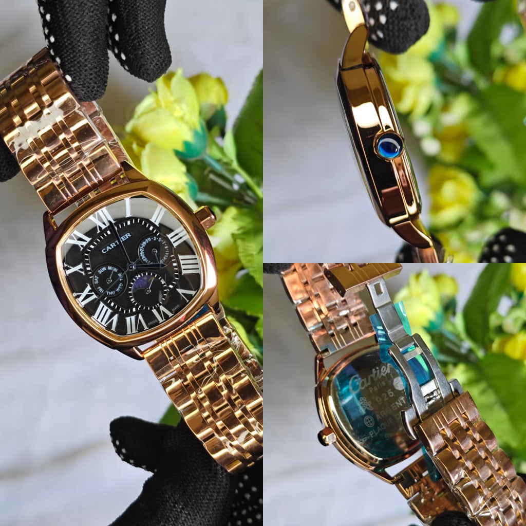 Cartier Swiss Made Rose Gold Metal Belt Watch For Men