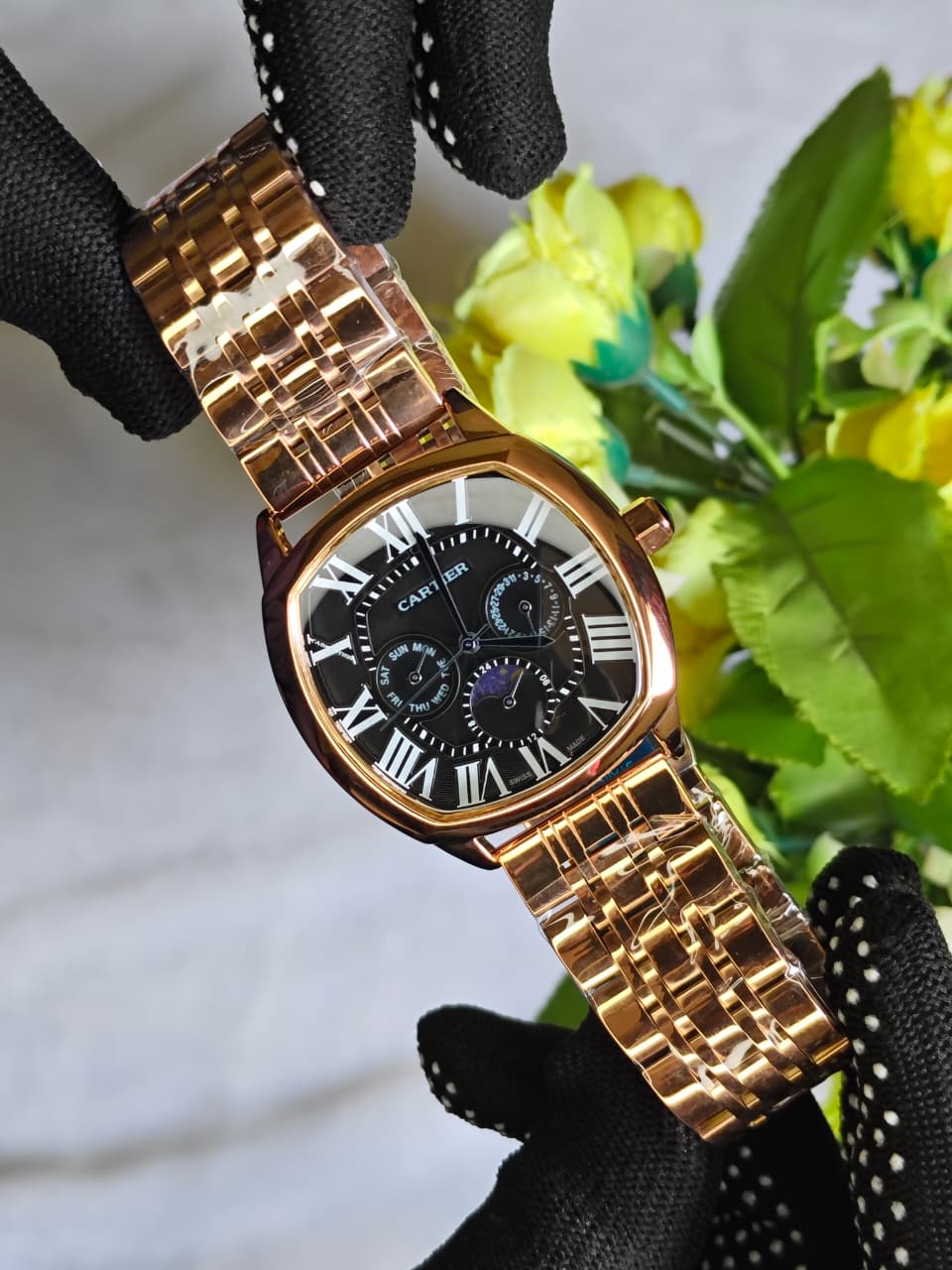 Cartier Swiss Made Rose Gold Metal Belt Watch For Men
