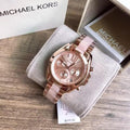 Michael Kors Chronograph Rose Gold Women's Watch With Two Tone Pink and Rose Gold