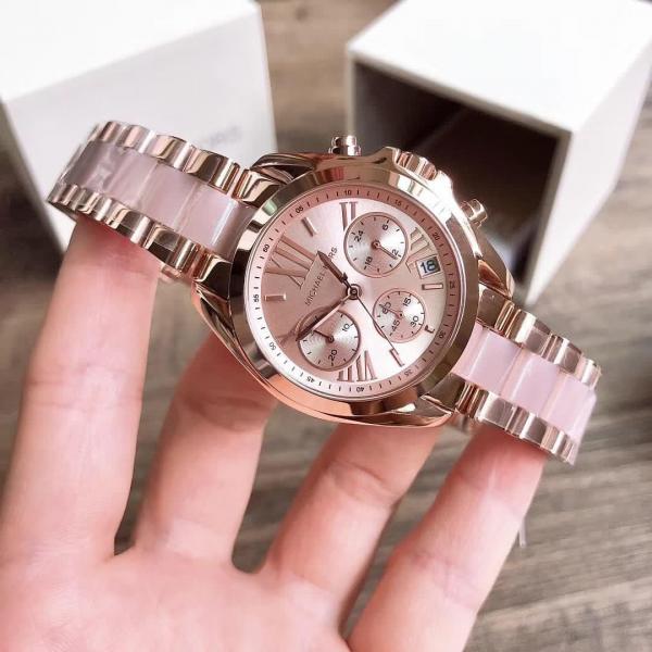 Michael Kors Chronograph Rose Gold Women's Watch With Two Tone Pink and Rose Gold