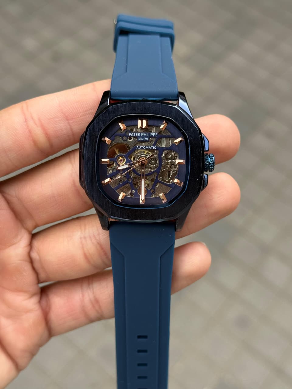 Patek Phillepe Skeleton Automatic Silicone Belt Men's Watch