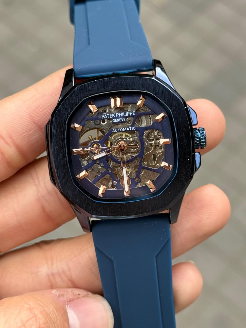 Patek Phillepe Skeleton Automatic Silicone Belt Men's Watch