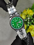 Rolex Land Deweller Silver Belt Green Dial Men's Watch