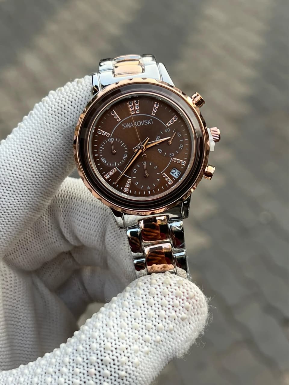 Swarovski Octea Lux Chrono Analog Two Tone Brown Women's Watch