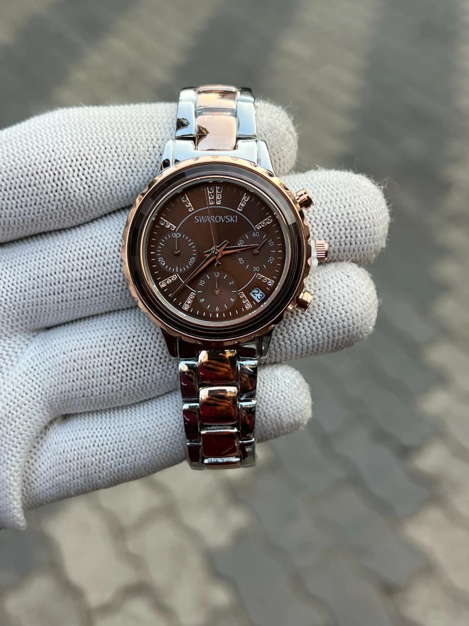 Swarovski Octea Lux Chrono Analog Two Tone Brown Women's Watch