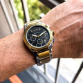 Emporio Armani Black Dial Gold & Silver Two-Tone Stainless Steel Multifunction Watch