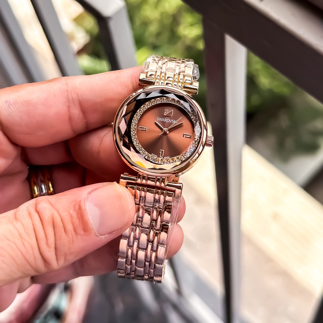 Swarovski Rose Gold Brown Dial Women's Watch