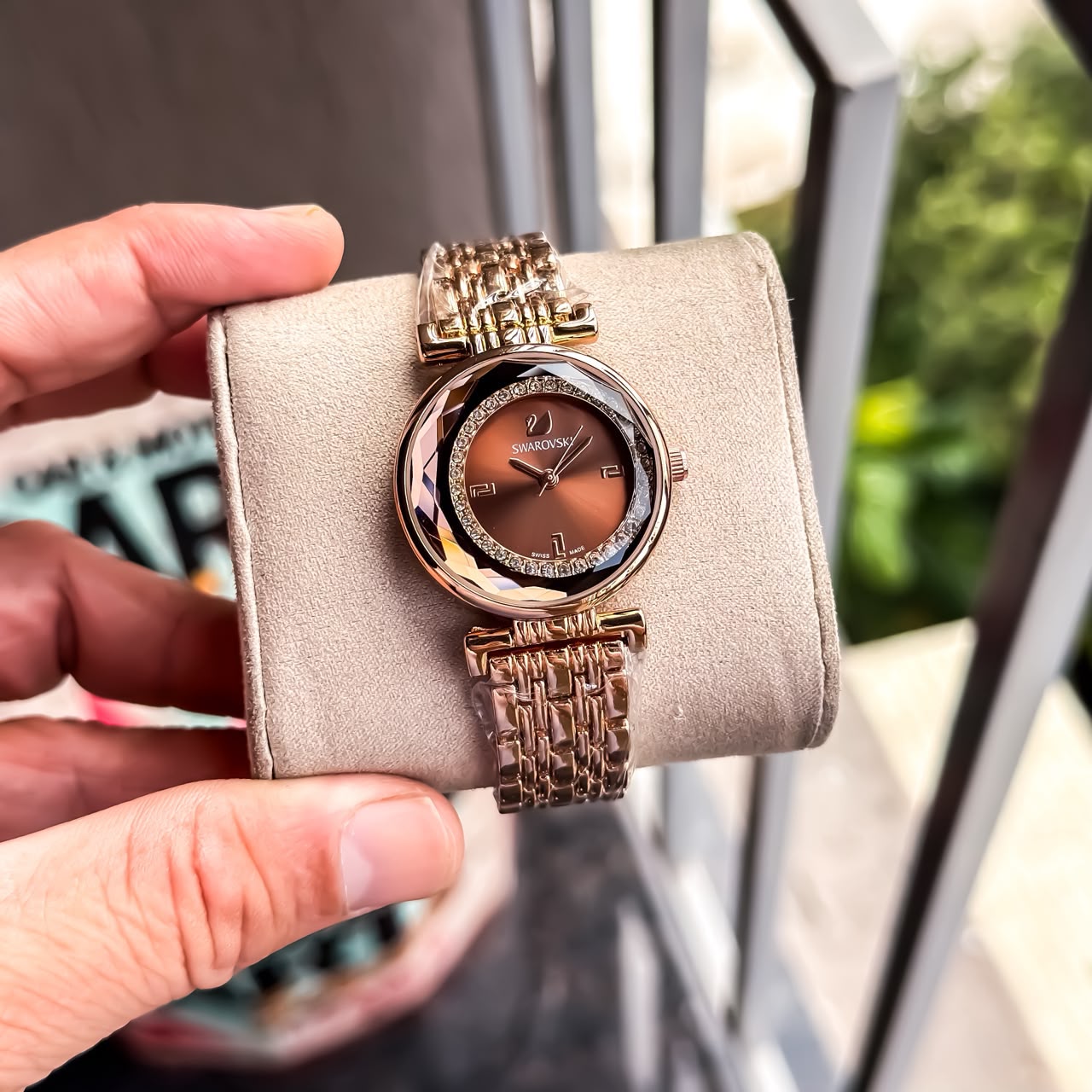 Swarovski Rose Gold Brown Dial Women's Watch