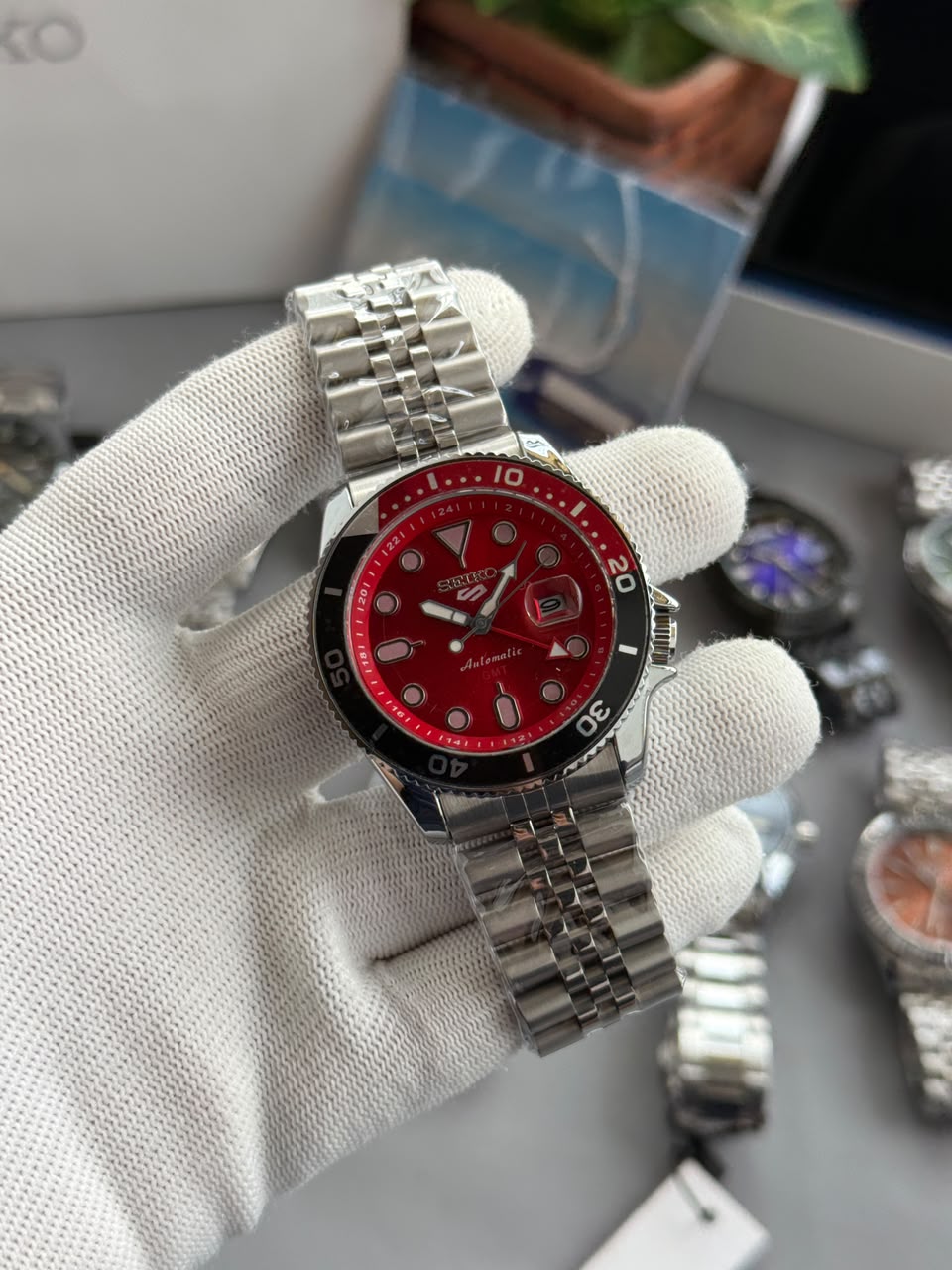 Seiko GMT Red Back Open Men's Watch