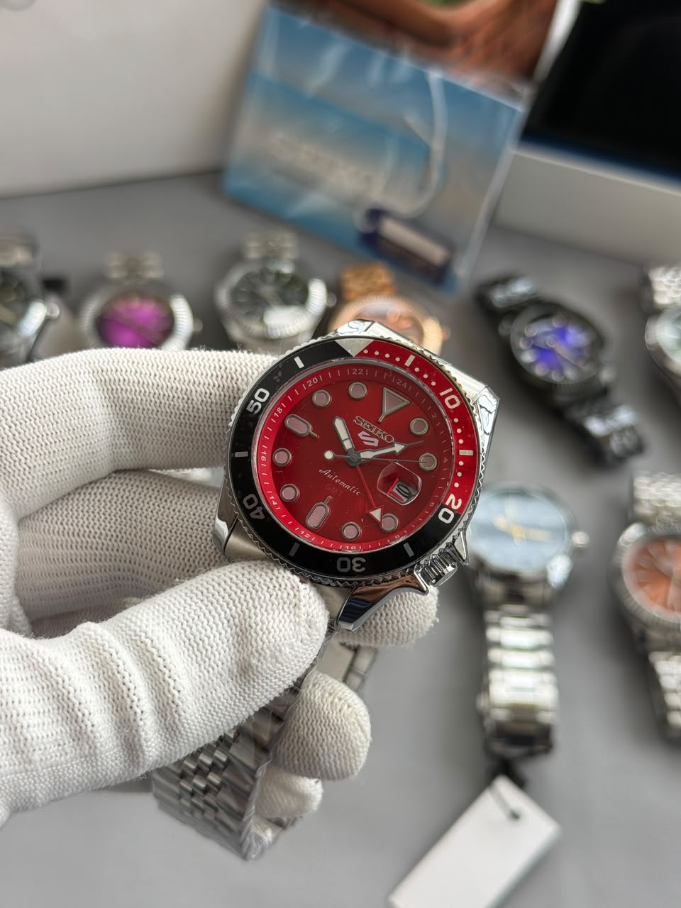 Seiko GMT Red Back Open Men's Watch