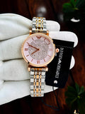 Emporia Armani Diamond Studded Rose Pink Two Tone Women's Watch
