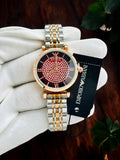 Emporia Armani Diamond Studded Red Dial Women's Watch