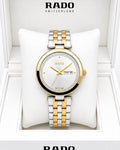 Rado White Dial Gold-Tone Stainless Steel Analog Watch