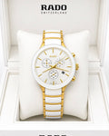 Rado White Dial Gold-Tone Stainless Steel Analog Watch