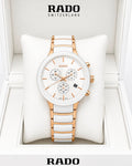 Rado White Dial Rose Gold-Tone Stainless Steel Analog Watch
