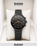 Rado Black Dial Rose Gold-Tone Stainless Steel Analog Watch