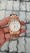 Rolex Oyster Perpetual Land-Dweller Rose Gold White Dial Watch