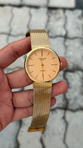 Patek Philippe Geneve Freccero Champagne Dial Gold Mesh Watch
